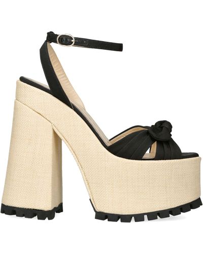 Charlotte Olympia Raffia Miranda Platform Sandals 155 - Natural