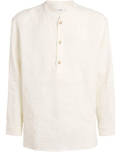 Commas Linen Mandarin-collar Shirt - White