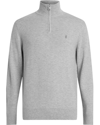 AllSaints Wool-blend Kilburn Quarter-zip Sweater - Gray