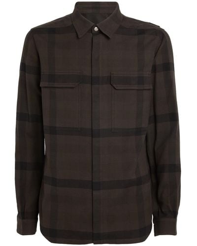 Rick Owens Grey Check Field Shirt In Black & Dna Dust