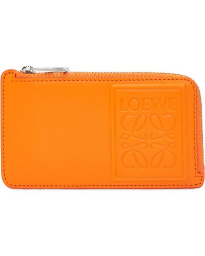 Loewe Leather Coin And Card Holder - Orange