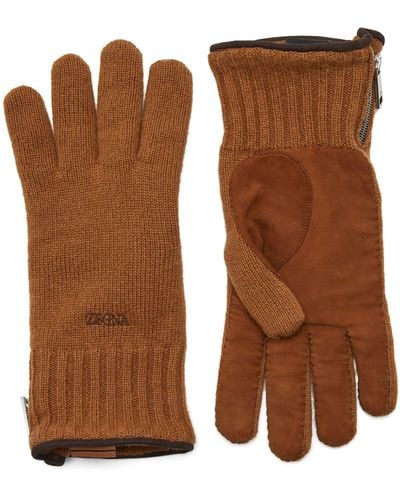 Zegna Oasi Cashmere Gloves - Brown