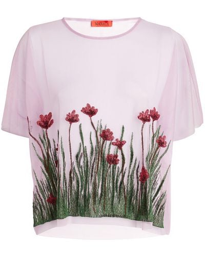 MAX&Co. X Fatma Mostafa Embroidered Sheer T-shirt - Pink