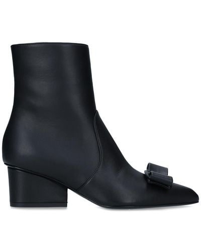 Ferragamo Leather Vince Ankle Boots 55 - Black