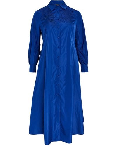 Marina Rinaldi Taffeta Shirt Maxi Dress - Blue