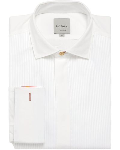 Paul Smith Cotton Pleated-bib Tuxedo Shirt - White