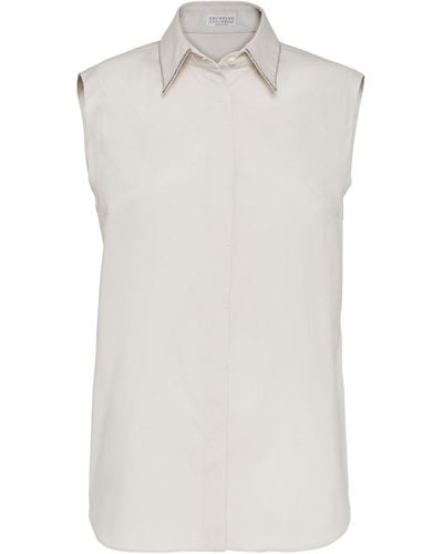 Brunello Cucinelli Sleeveless Button-down Shirt - White