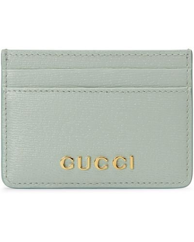 Gucci Leather Letter Script Card Holder - Green