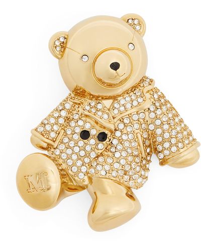 Max Mara Embellished Teddy Bear Brooch - Metallic