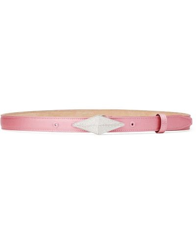 Jimmy Choo Satin Embellished Diamond Clasp Belt - Pink
