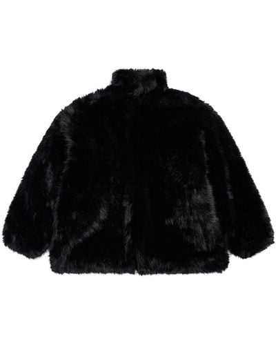 Balenciaga Faux Fur Logo Jacket - Black