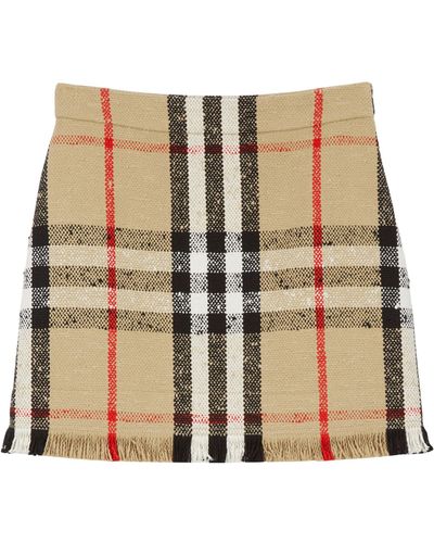 Burberry Bouclé Check Mini Skirt - Natural
