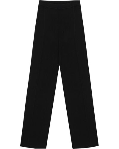 Aeron Rib-knit Straight Trousers - Black