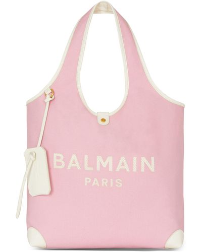 Balmain Canvas Leather-trimmed B-army Shopper Bag - Pink