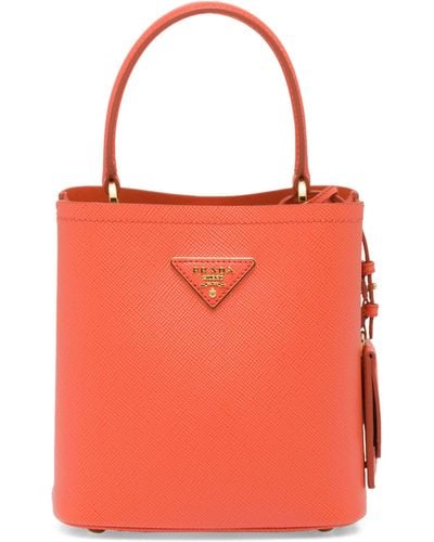 Prada Small Leather Saffiano Panier Top-handle Bag - Red