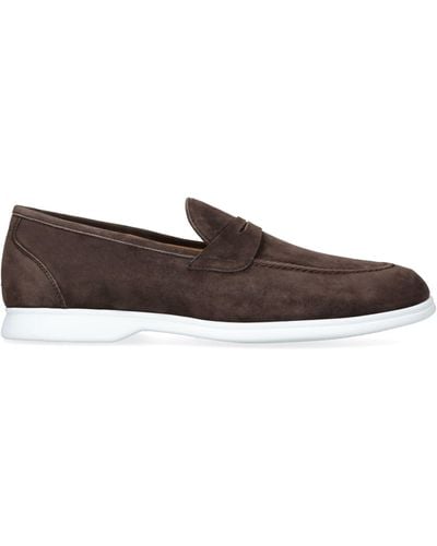 Kiton Suede Penny Loafers - Brown