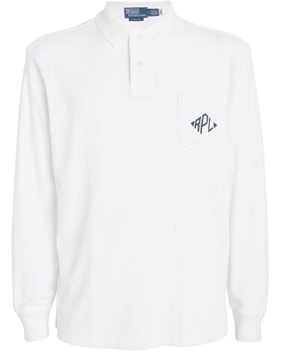 Polo Ralph Lauren Terry Cotton Embroidered Polo Shirt - White