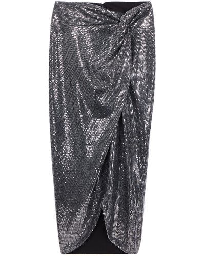 The Kooples Metallic Drape-detail Midi Skirt - Grey