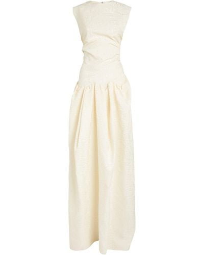 Sandra Mansour Silk-blend Crescent Gown - White