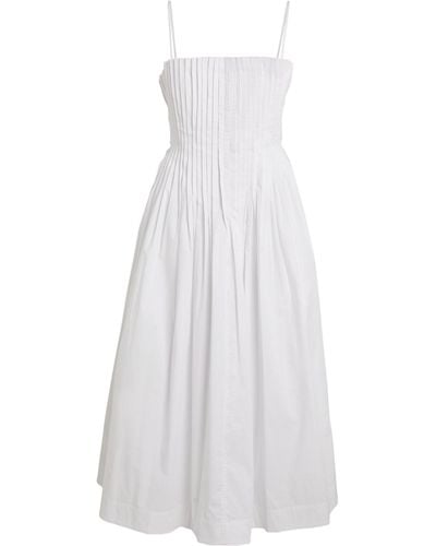 STAUD Stretch-cotton Bella Midi Dress - White