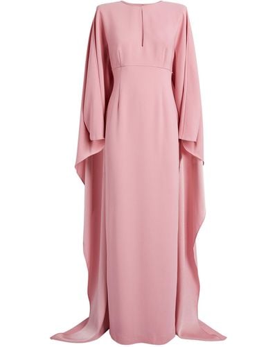 Roland Mouret Crepe Cape-detail Maxi Dress - Pink