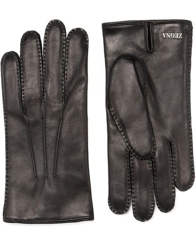 Zegna Leather Gloves - Black