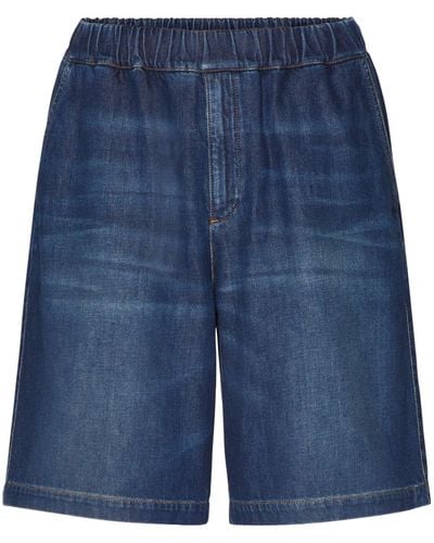 Valentino Garavani Denim Knee-length Shorts - Blue