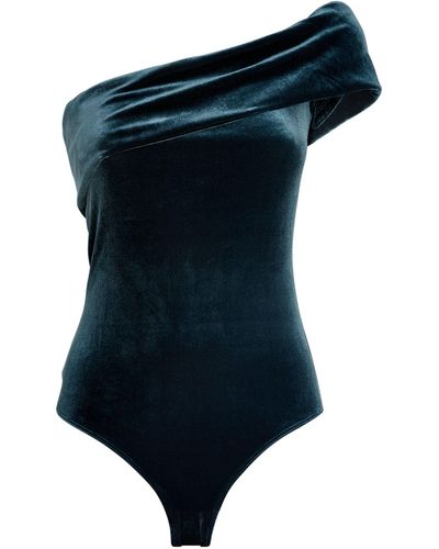Agolde Asymmetric Bree Banded Bodysuit - Blue