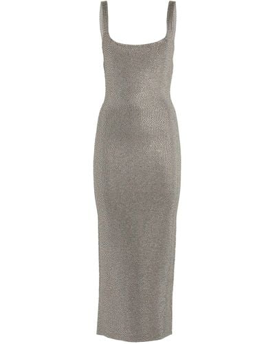 16Arlington Rhinestone-encrusted Midi Dress - Gray