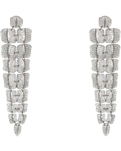 Balmain Crystal Crocodile Earrings - White