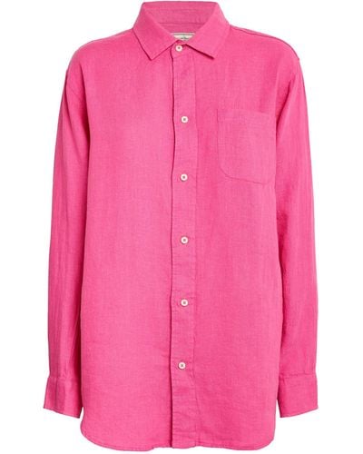Desmond & Dempsey Linen Pyjama Shirt - Pink