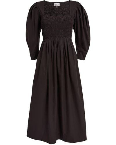 Ganni Organic Cotton Midi Dress - Black