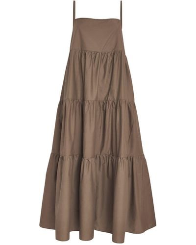 Matteau Voluminous Tiered Midi Dress - Brown
