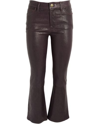FRAME Leather Le Crop Mini Boot Trousers - Grey