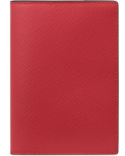 Smythson Leather Panama Passport Cover - Red