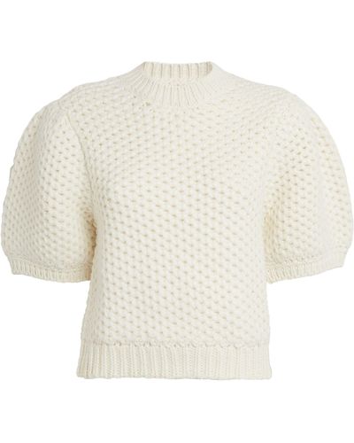 Anine Bing Puff-sleeve Brittany Sweater - White