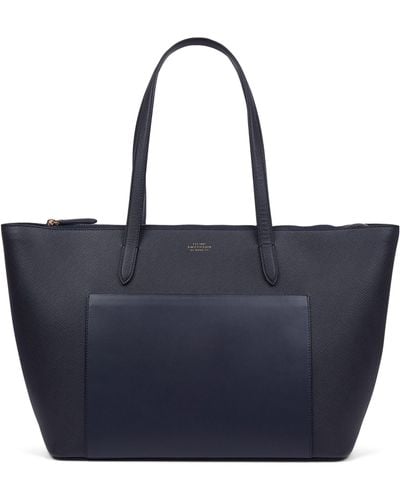 Smythson East West Tote Bag - Blue