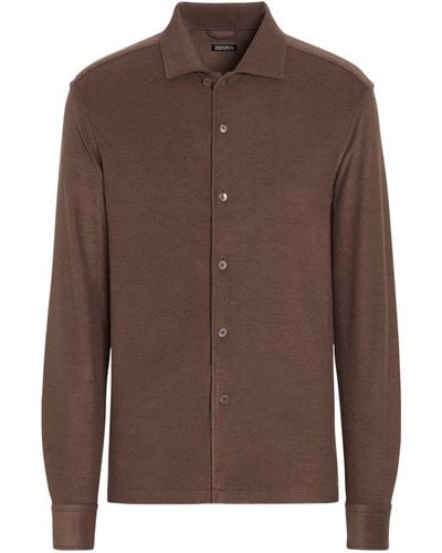 Zegna Cotton-silk Shirt - Brown