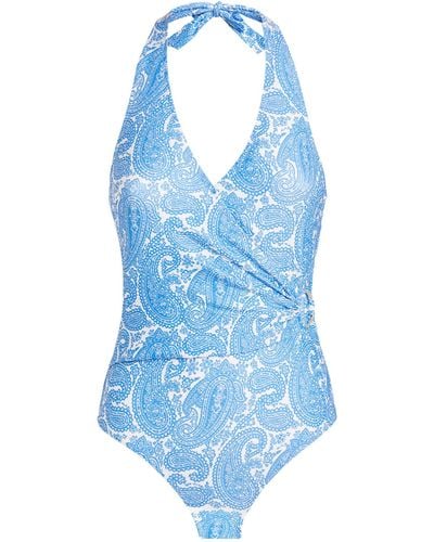 Heidi Klein Floral Halterneck Swimsuit - Blue