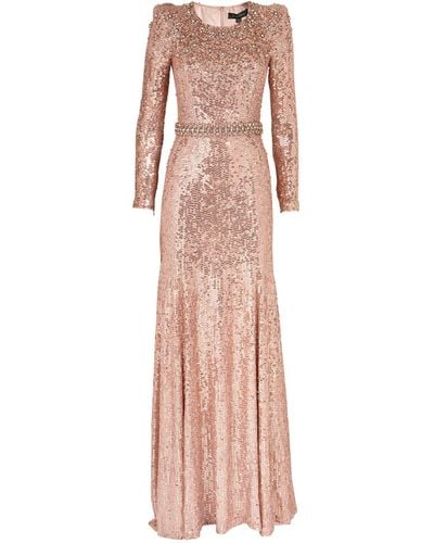 Jenny Packham Georgia Crystal-embellished Sequined Tulle Gown - Pink