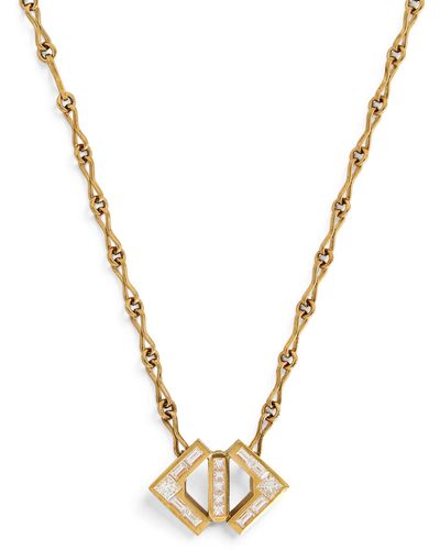 Azlee Yellow Gold And Diamond Glow Necklace - Metallic
