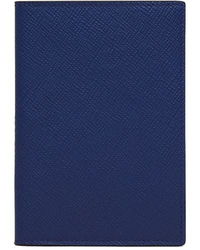 Smythson Panama Leather Passport Cover - Blue