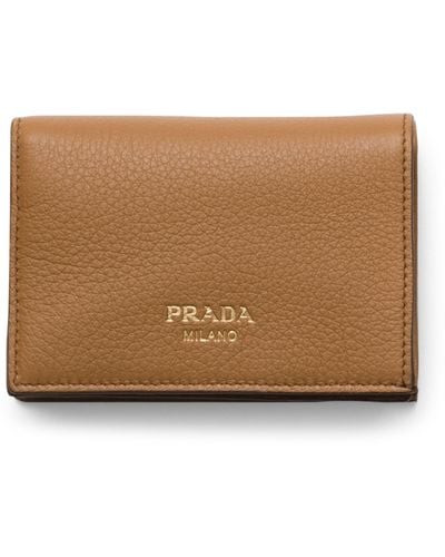 Prada Small Leather Bifold Wallet - Natural