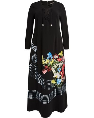 Marina Rinaldi X Mary Katrantzou Embroidered Floral Maxi Dress - Black