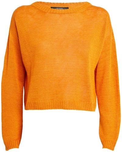 Weekend by Maxmara Linen Crew-neck Sweater - Orange