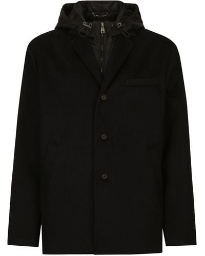 Dolce & Gabbana Layered Hooded Jacket - Black