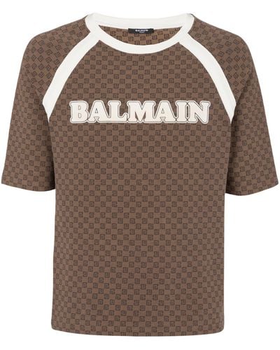 Balmain Monogram Logo T-shirt - Brown