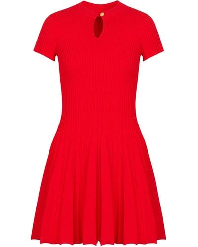 Balmain Pleated Mini Dress - Red