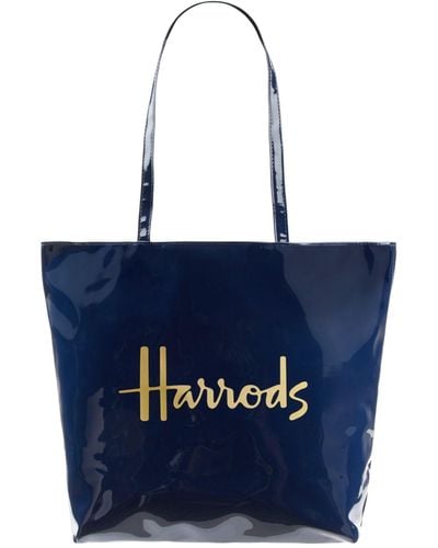 Harrods Logo Shoulder Tote Bag - Blue