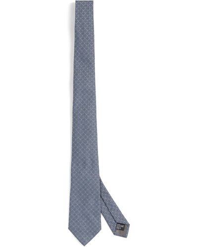 Emporio Armani Silk Woven Dotted Tie - Blue